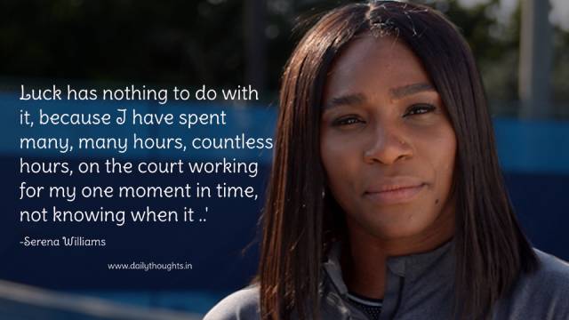 Serena Williams quote on luck with image