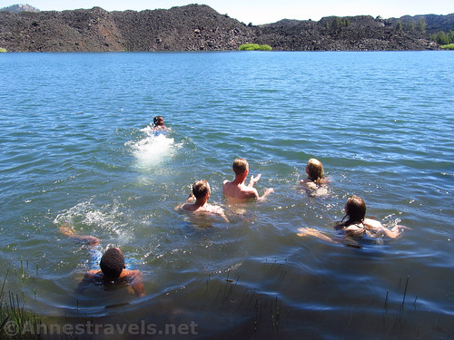 Swimming in Butte Lake in Lassen Volcanic National Park, California