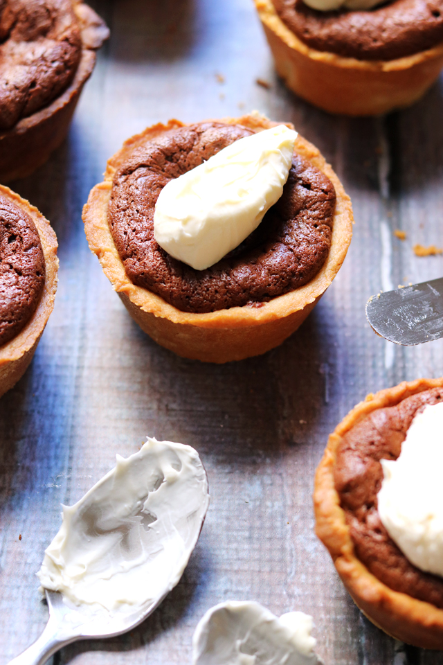 Little Tahini and Molten Chocolate Mousse Tarts with Mascarpone