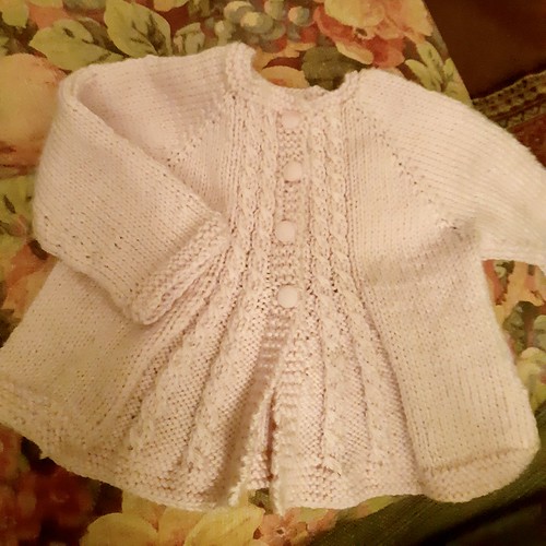 In addition to her Girl Bunny, Carols has fInished a Bobby’s Girl Cardigan by Alma with another one almost done!