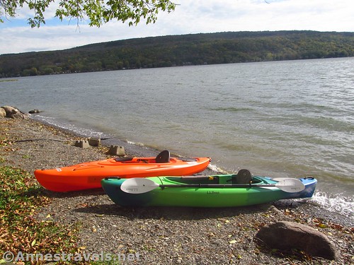 Kayaking was one of the more popular pasttimes. They had two kayaks at the cottage, and we brought two more. Honeoye Lake, New York