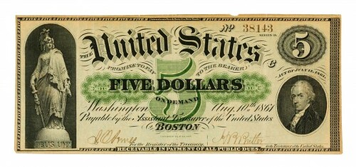 1861 $5 Demand Note
