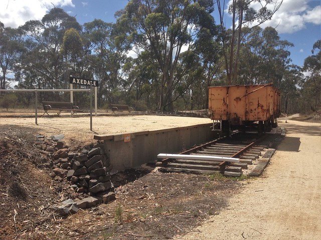 Site of former Axedale Station with VR wagon