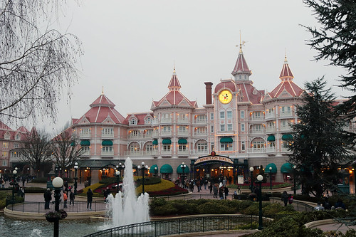 Disneyland Hotel at dusk