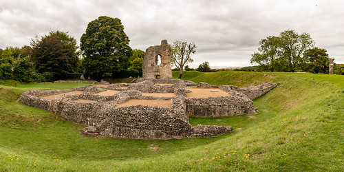 ludgershall castle panorama landscape building architecture tower ruins ancient english heritage grass bank ditch stonework royal residence sky tree photomerge