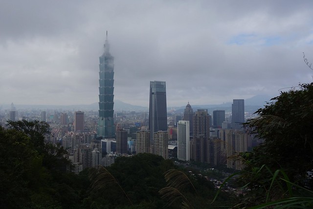 Looking to Taipei 101 from the Four Beasts Scenic Area Taipei, Taiwan