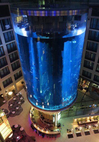 The AquaDom Aquarium inside Radisson Blue hotel