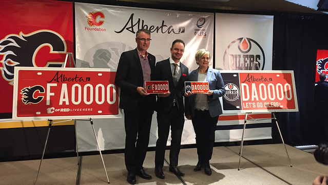 Flames and Oilers licence plates unveiled