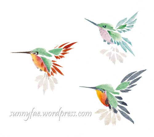 three hummingbirds