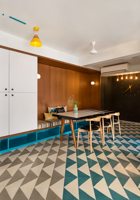 Colorful Patterned Cement tiles from Bharat flooring in this quirky apartment