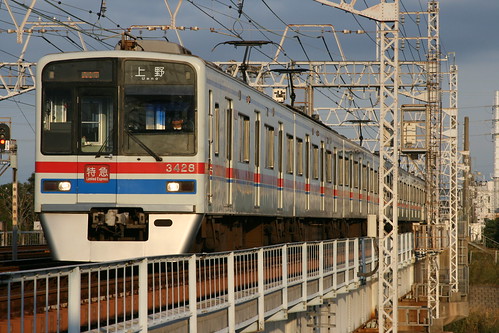 Keisei 3400 series between Takasago.Sta and Aoto.Sta, Katsushika, Tokyo, Japan December 8, 2018