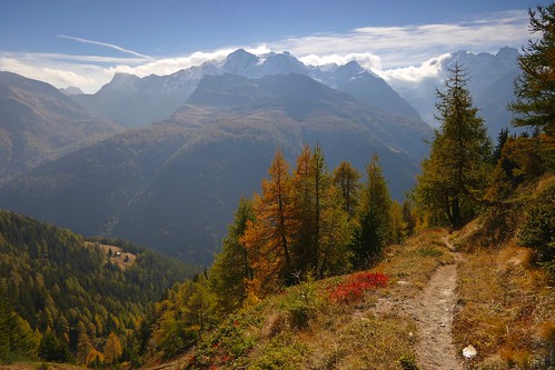 binn wallis valais switzerland eggerhorn helsenhorn chriegalppass ritterpass autumn fall larches mountains alps
