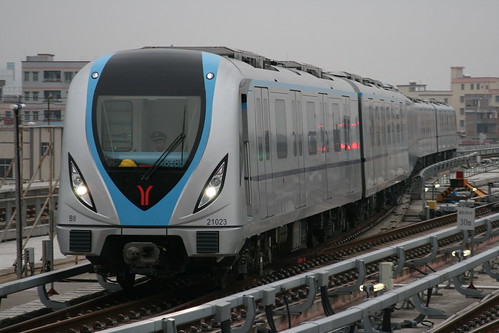 Guangzhou Metro B series(Line 14,21) near Xinhe.Sta, Guangzhou, Guangdong, China /Jan 4 ,2019