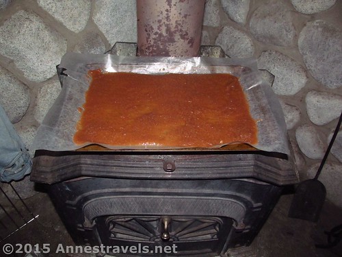 Dried applesauce drying atop the woodstove