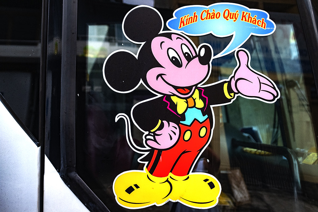 Mickey Mouse on long distance bus--Saigon