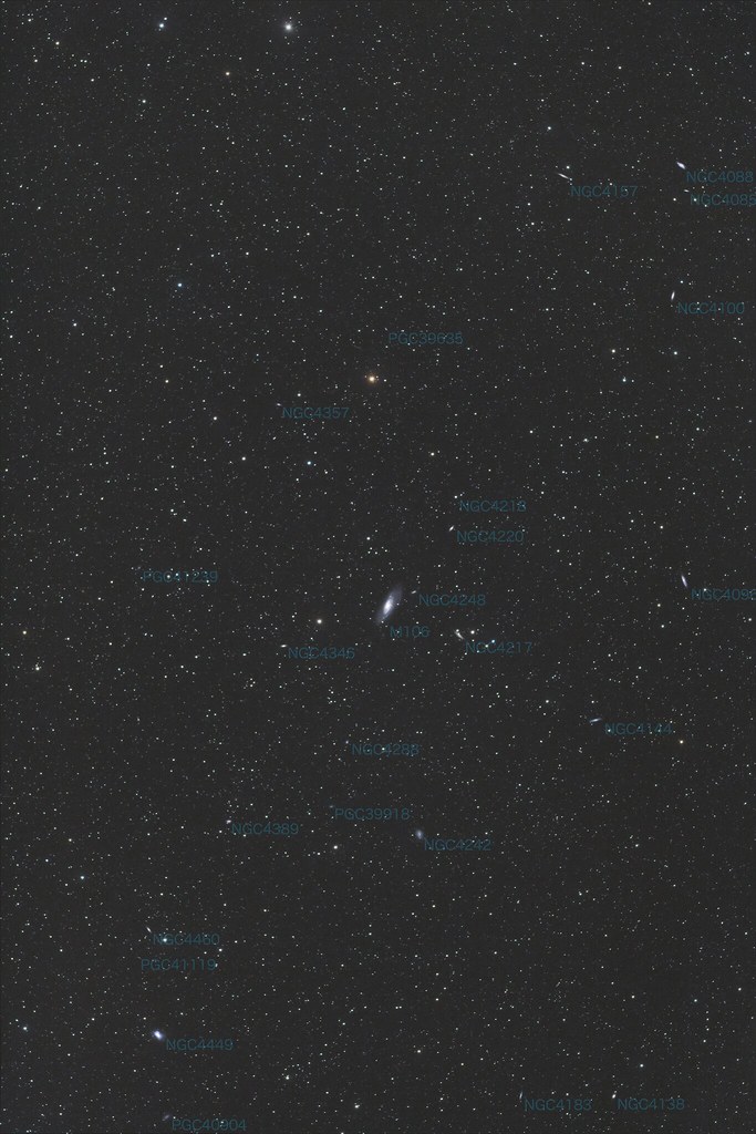 M106 and the surroundings with the galaxy numbers