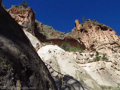 A pretty good example of the twisting trail up the cliff to Alcove House in Bandelier National Monument, New Mexico