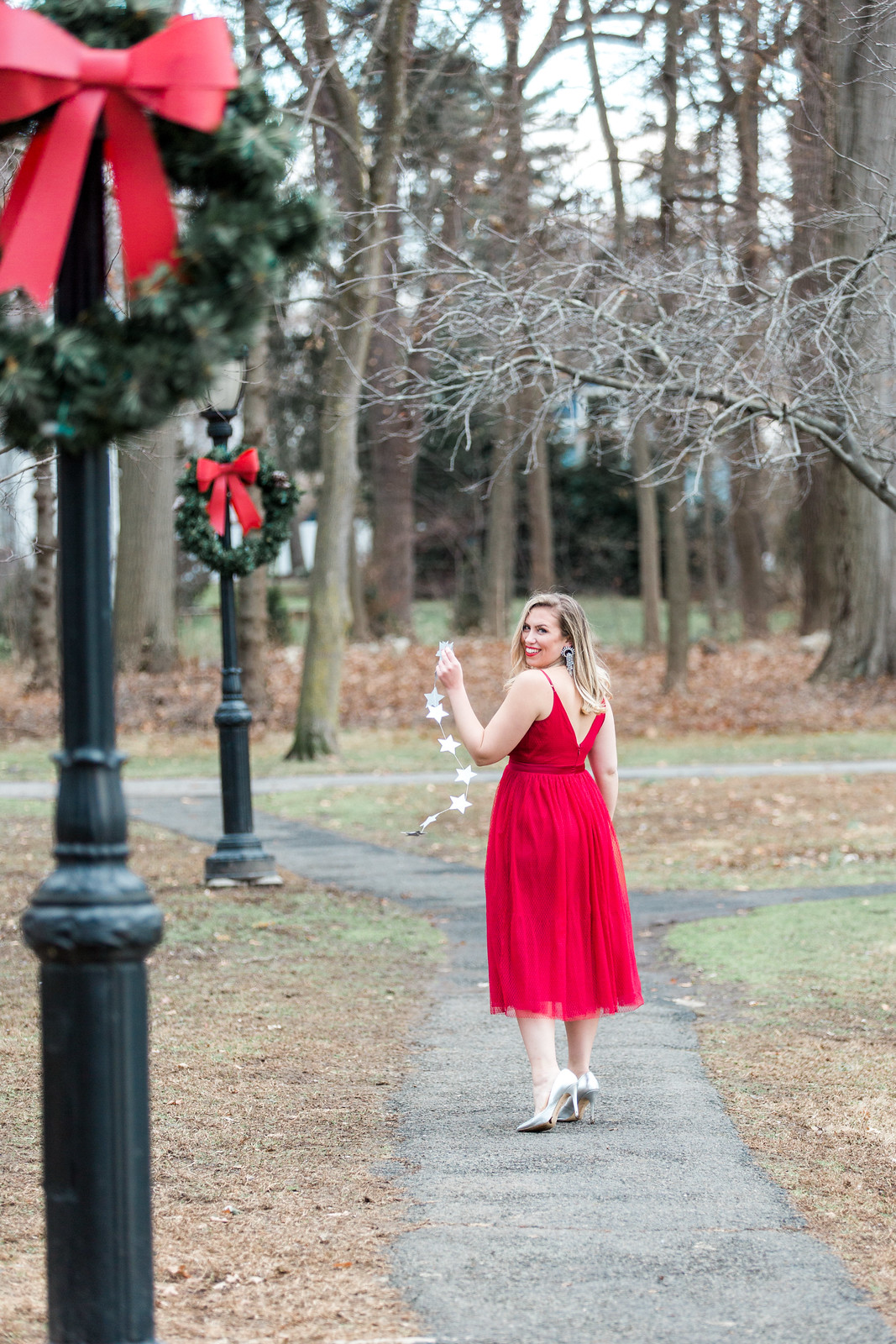 Twirling in Tulle for Christmas | Red Tulle Midi Dress Christmas Holiday Outfit Fashion
