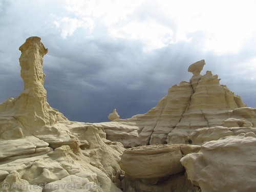 The skies begin to clear around the rock formations in the Valley of Dreams, Ah-Shi-Sle-Pah Wilderness, New Mexico