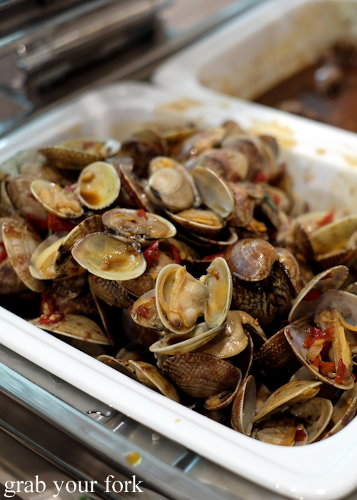 Pipi clams with fresh chilli and garlic at Talay's Thai all you can eat seafood buffet at Duo Central Park in Chippendale