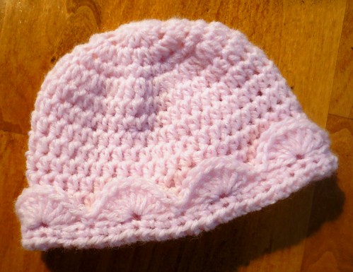 Pink Scalloped Crocheted Baby Hat