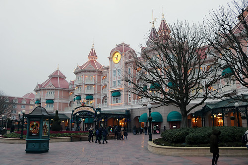 Disneyland Hotel at dusk