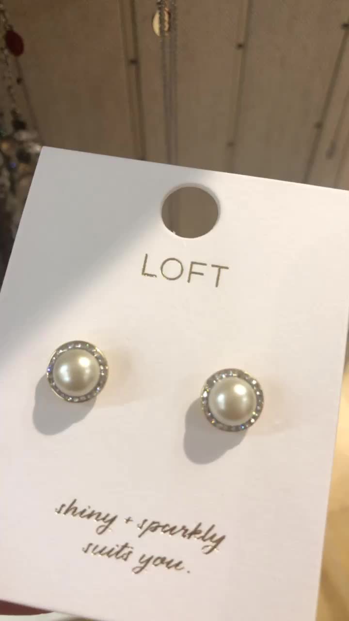 LOFT Pearlized Pave Stud Earrings