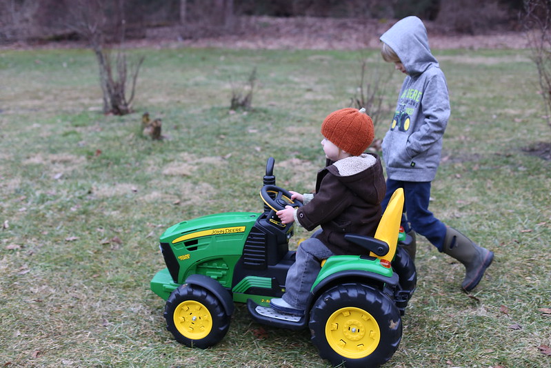 Driving his tractor