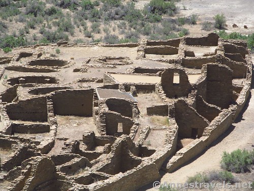 Zooming in on Pueblo Bonito from the Pueblo Alto Trail, Chaco Culture National Historical Park, New Mexico