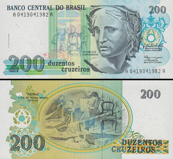 200 cruzeiros Brazília 1990, P229