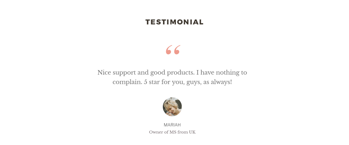 testimonial - cosmetics and beauty online store