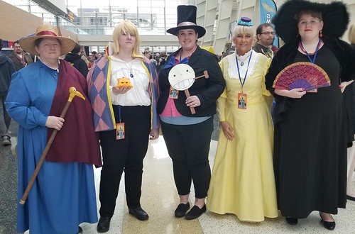 The whole crew from Howl's Moving Castle (even Calcifer...). From Unique Cosplays at Grand Rapids Comic Con