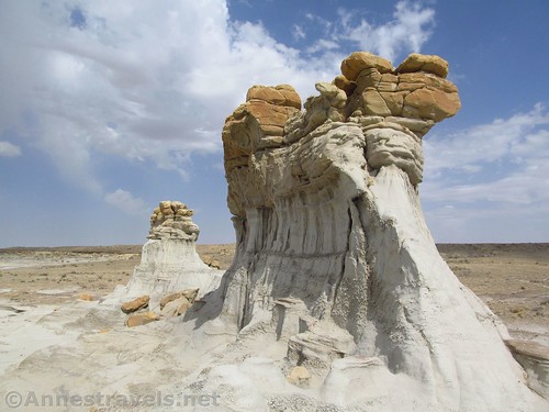 White rock formation with a gold top in the Valley of Dreams, Ah-Shi-Sle-Pah Wilderness, New Wilderness